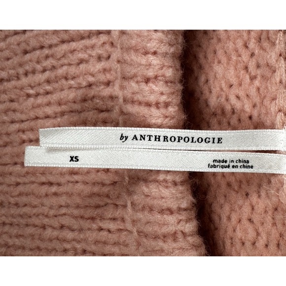 Anthropologie Cropped Chunky Knit Sweater – Size XS Peach / Blush Pink - Picture 3 of 8